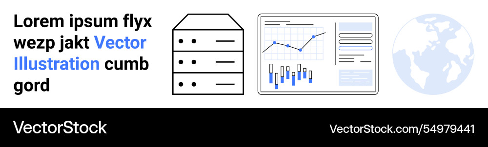 Data server analytical graph and globe Data server analytical graph and globe vector image