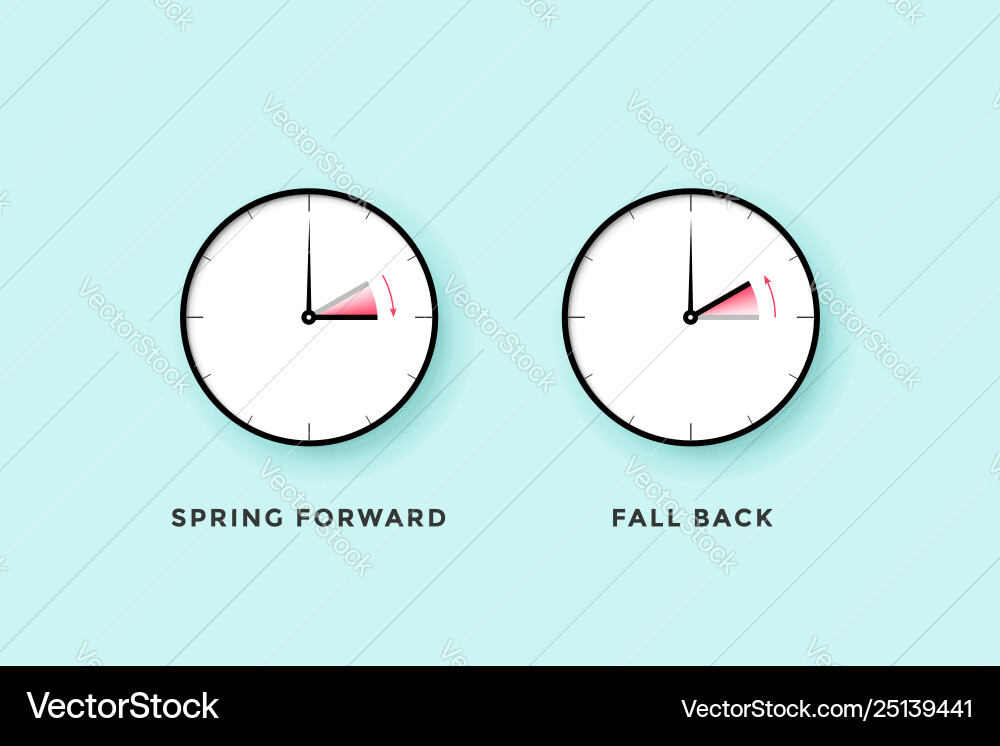 Daylight saving time set clock for spring Daylight saving time set clock for spring vector image