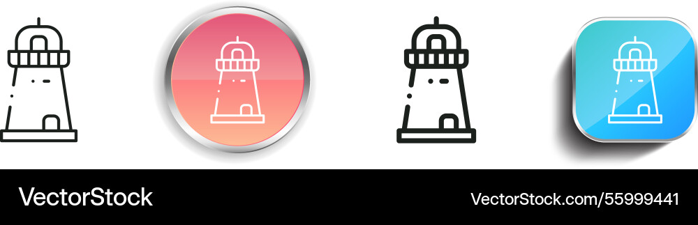 Lighthouse icon thin linear regular and button Lighthouse icon thin linear regular and button Vector Image
