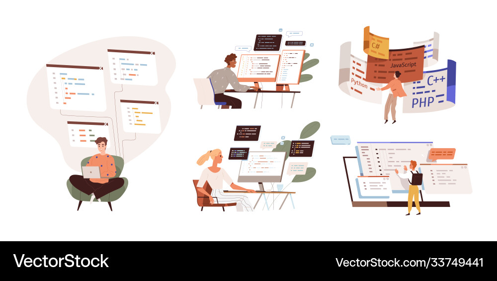 Programmers Developing Web Applications vector image