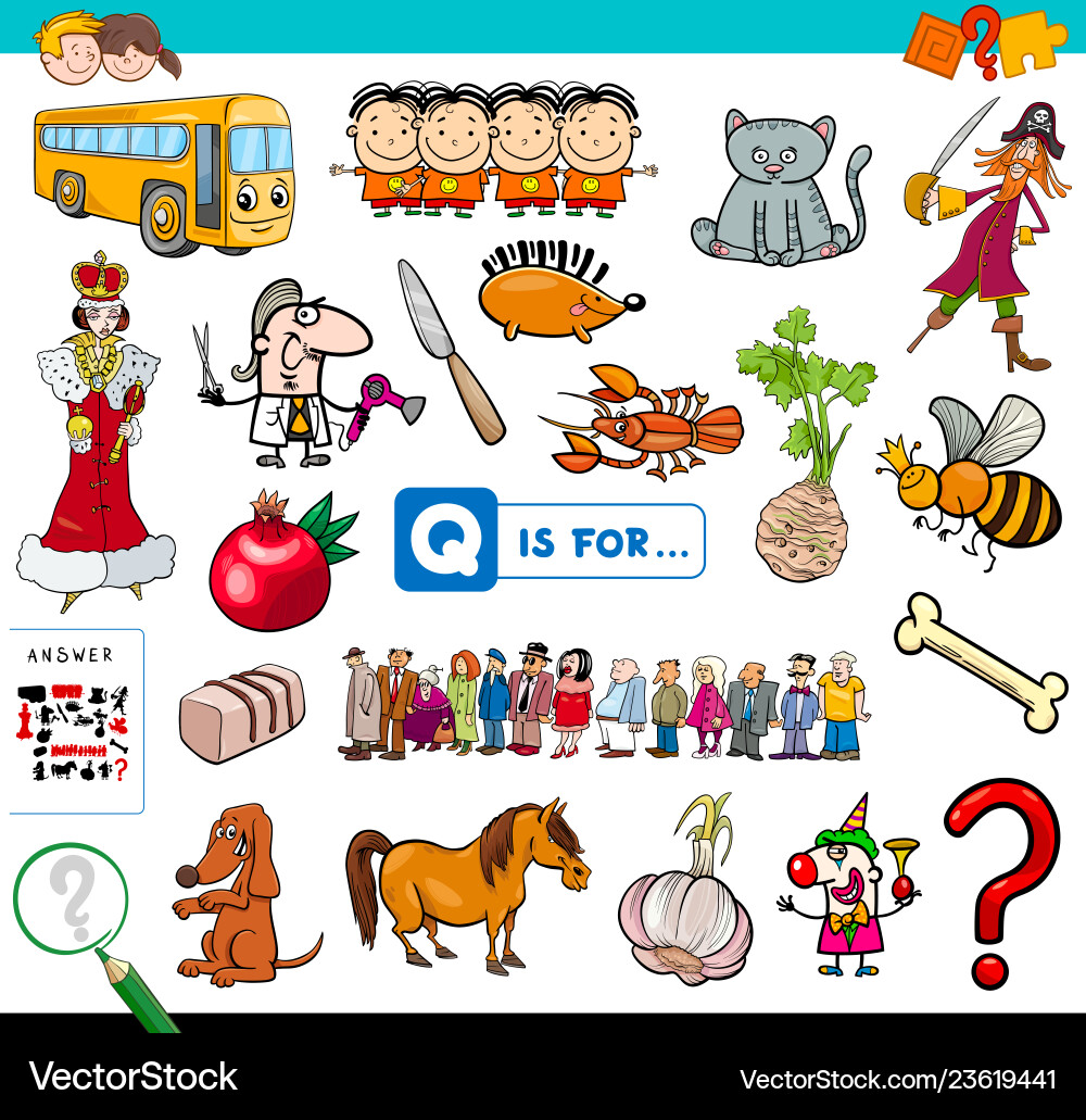Q is for educational game children Q is for educational game children vector image