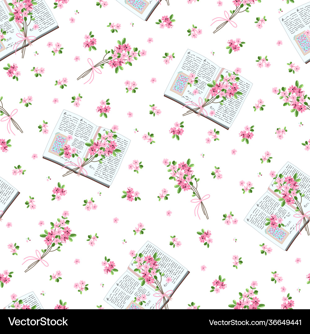 Seamless pattern with letters and bouquets Seamless pattern with letters and bouquets Vector Image