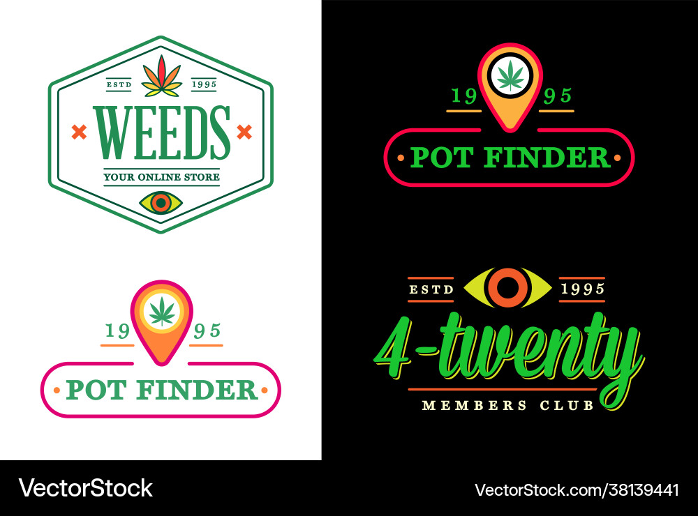 Set dispensary medical cannabis marijuana sign Set dispensary medical cannabis marijuana sign vector image