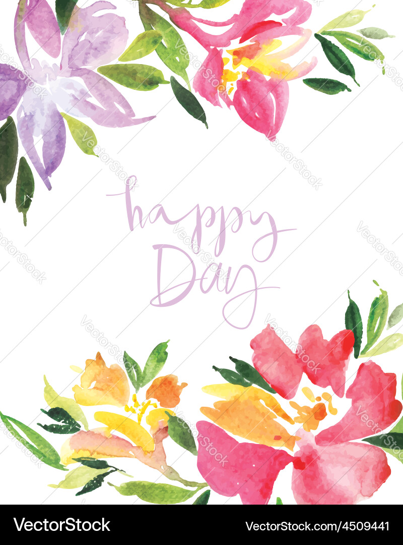 Watercolor Floral Wreath Vector Image