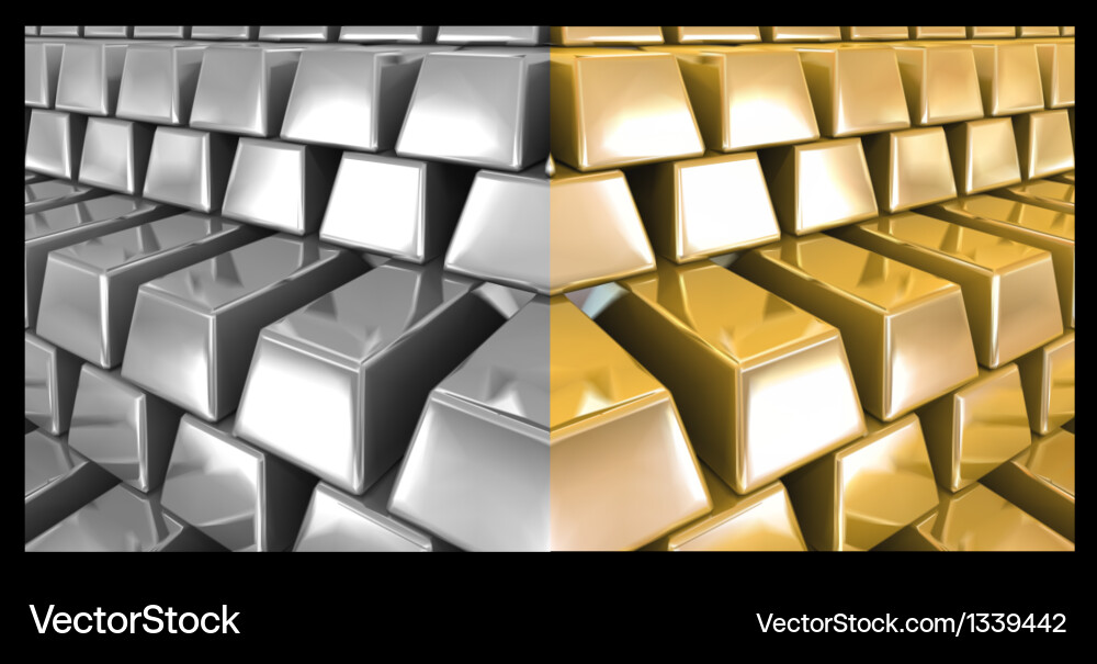 Gold and silver bars Royalty Free Vector Image