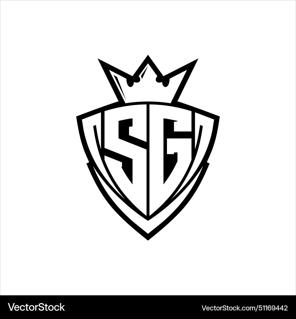 Sg letter logo with sharp triangle shield shape Sg letter logo with sharp triangle shield shape vector image