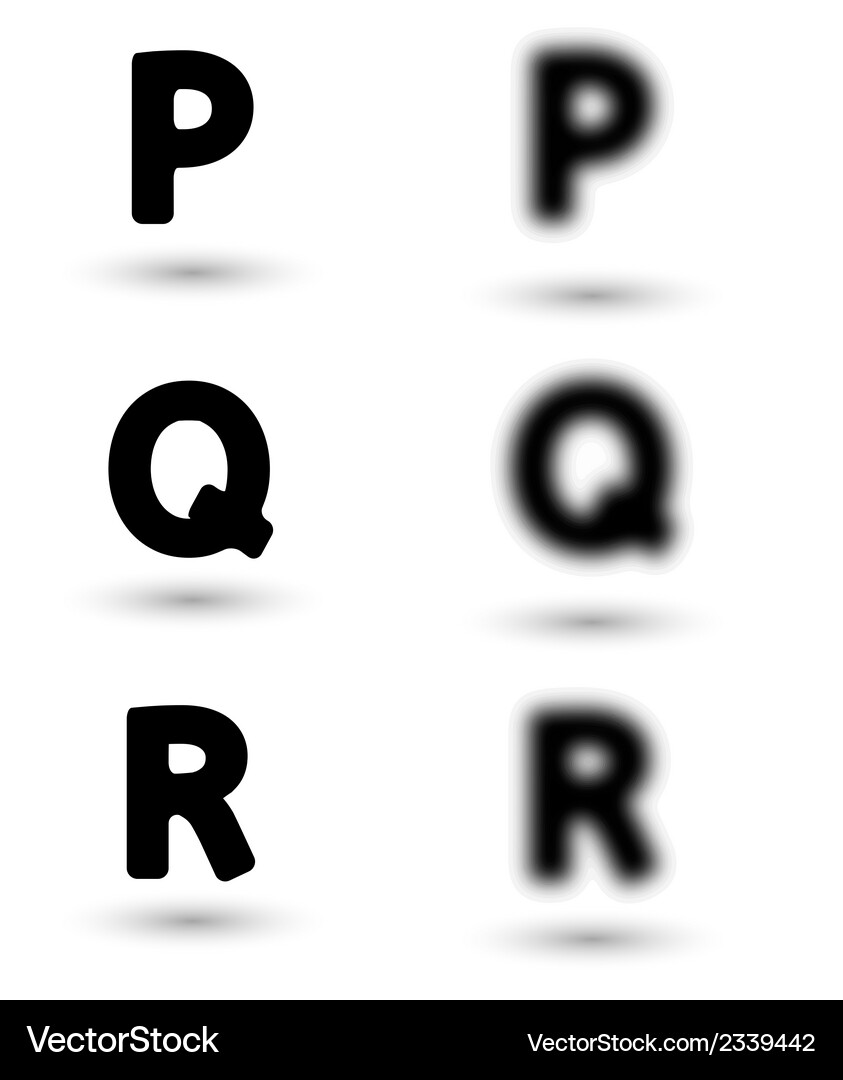 Sharp and unsharp alphabet letters font Vector Image