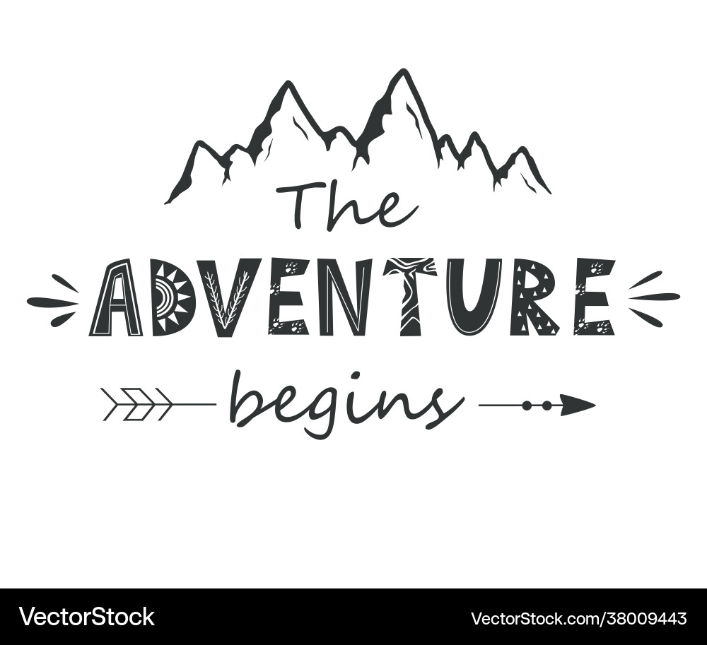 Adventure begins lettering in scandinavian Adventure begins lettering in scandinavian vector image