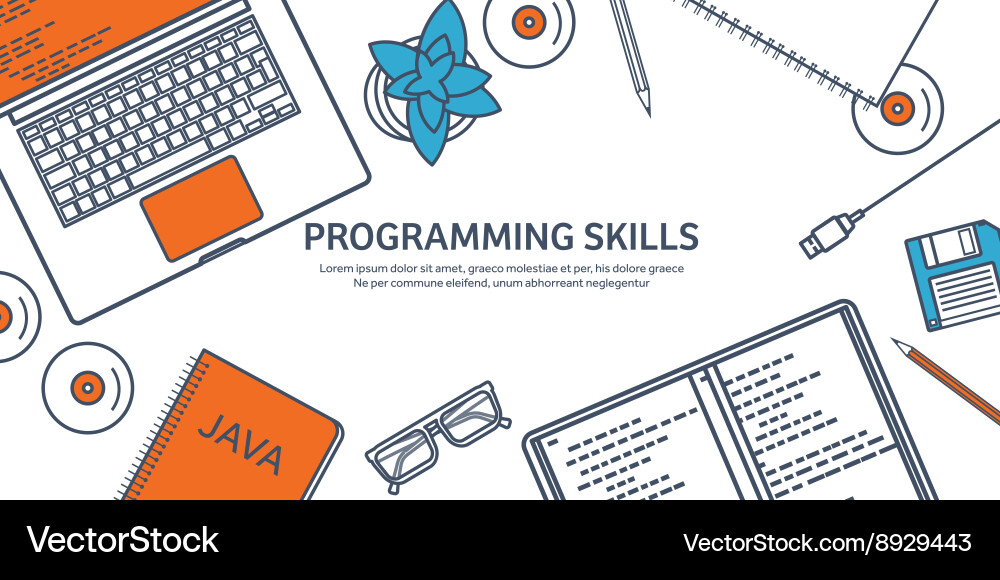 Lined Programmiercoding Umriss Flat Computing vektorbild