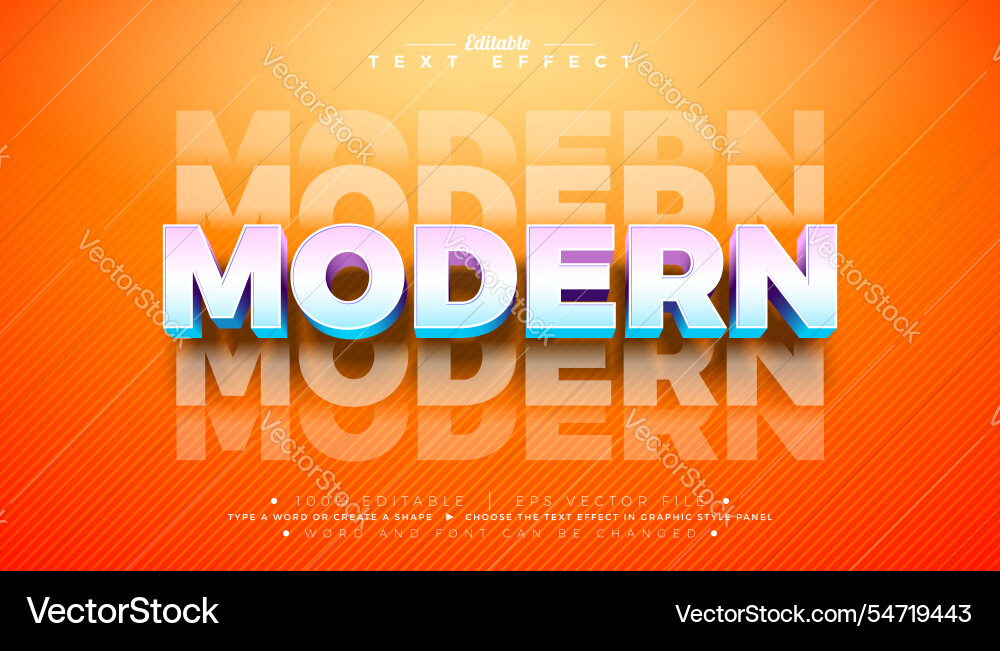 Modern 3d text effect design editable Modern 3d text effect design editable vector image