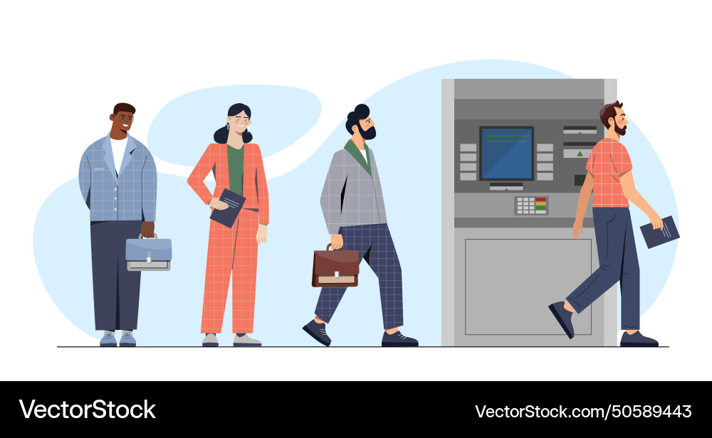 People atm queue concept Vector Image