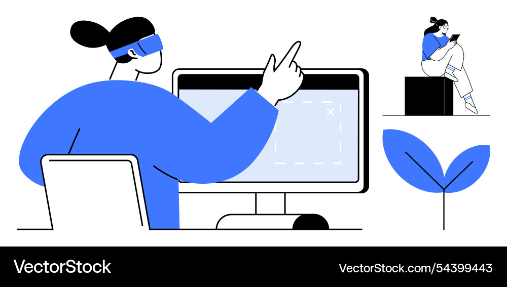 Person using vr headset for digital interaction Vector Image