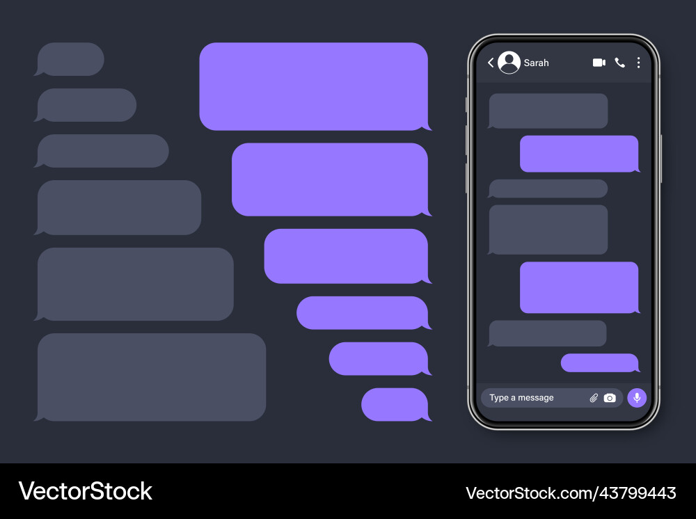 Realistic smartphone with messaging app blank sms Realistic smartphone with messaging app blank sms vector image