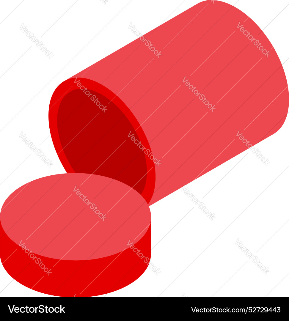 Red cylinder container lying open isometric view Vector Image