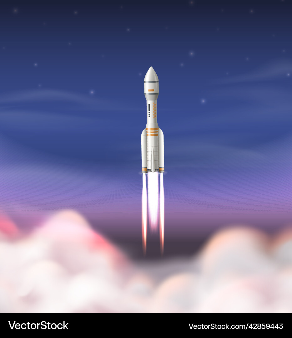 Rocket Launch in Space Vector Image