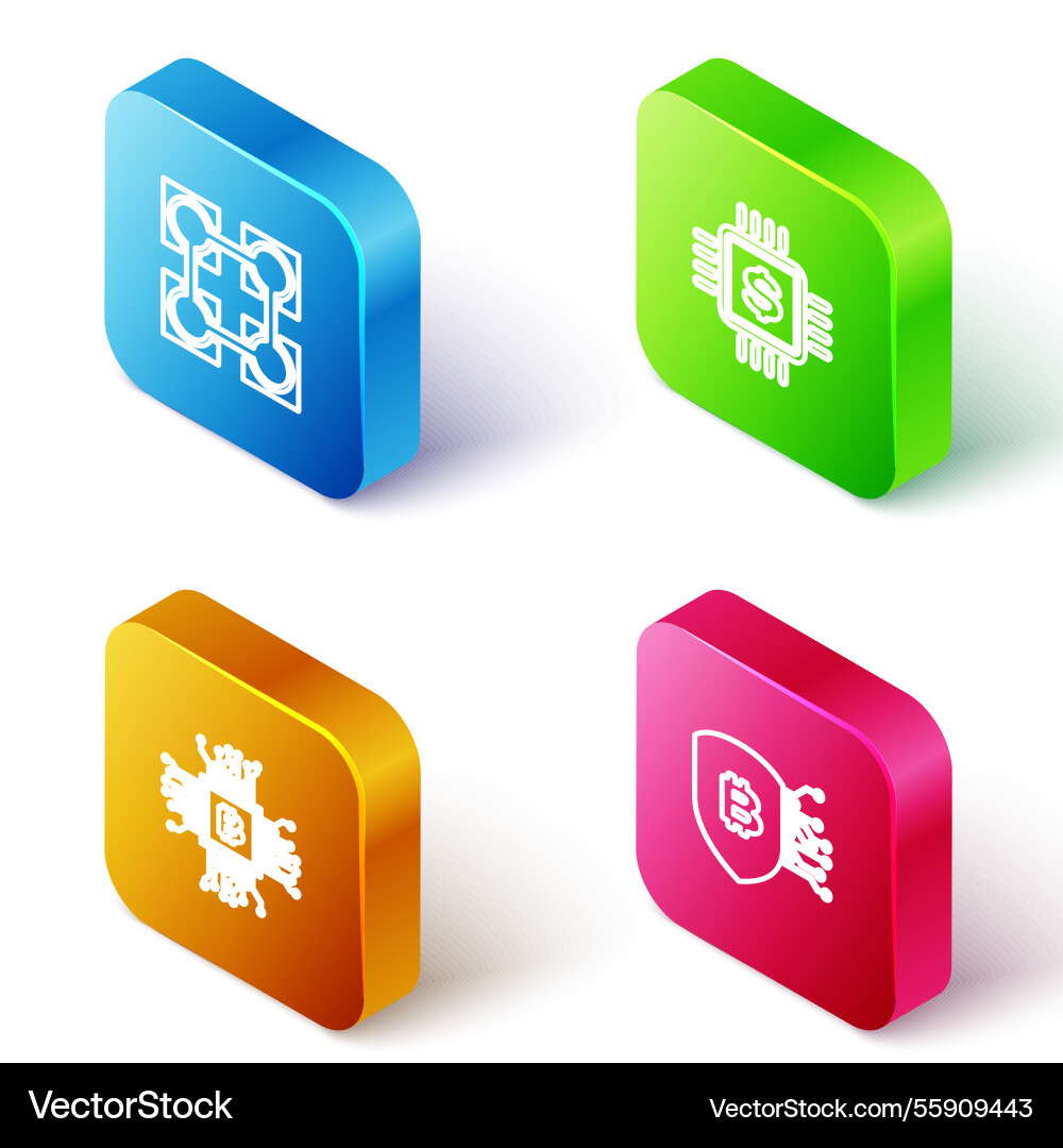 Set isometric line blockchain technology Set isometric line blockchain technology vector image