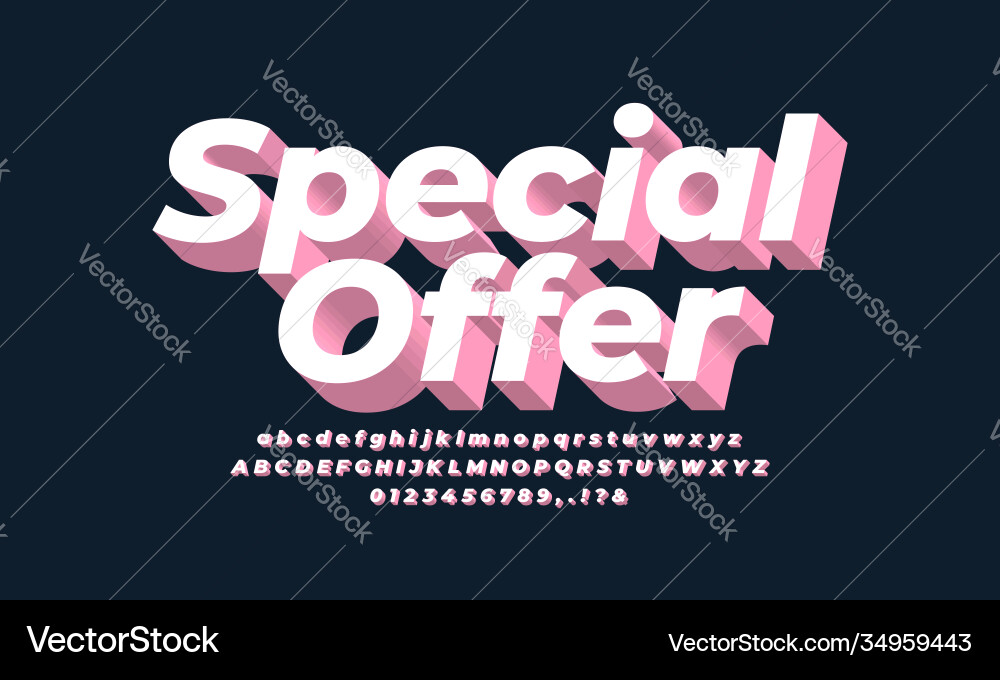 Soft pink 3d font effect or text design vector image