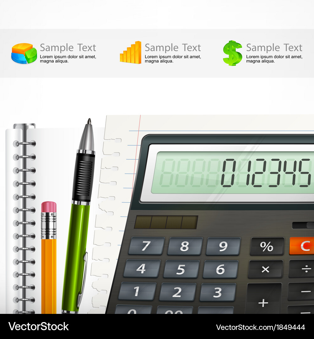 Calculator and Notepad Vector Image