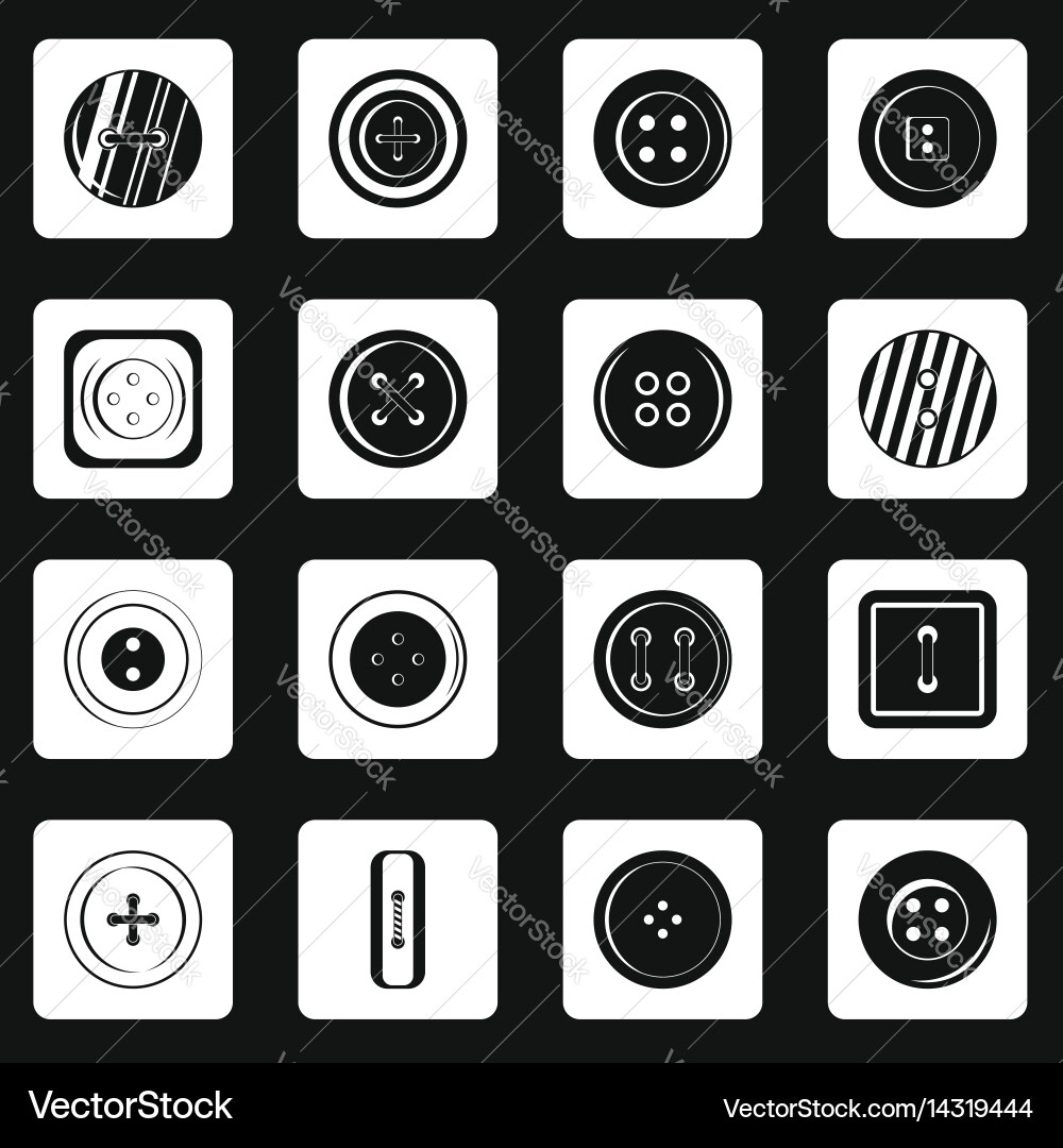 Clothes button icons set squares Vector Image