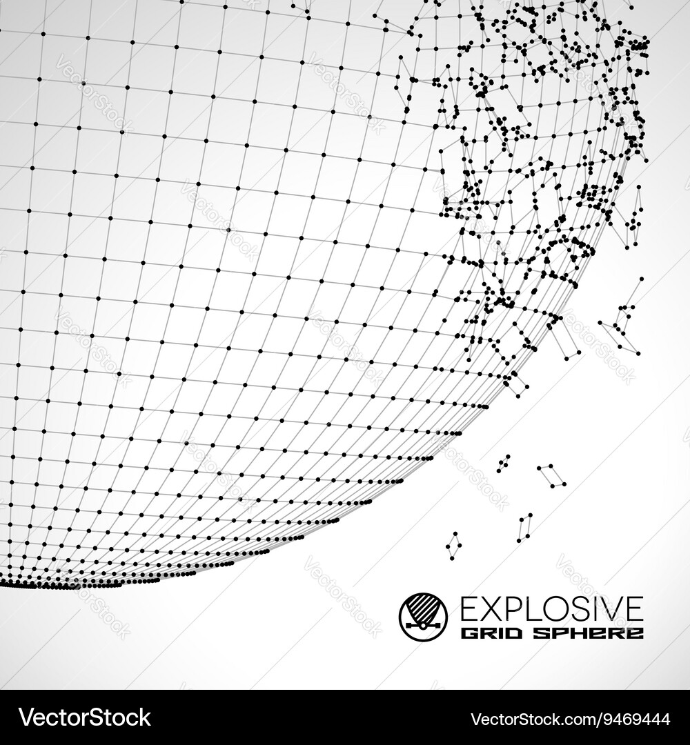 Exploded grid ball made of connected dots Vector Image