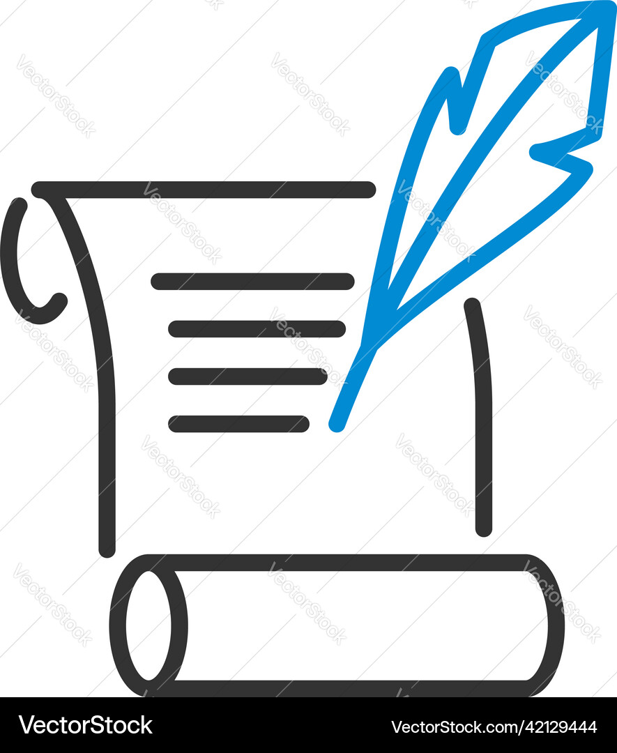 Feather and scroll icon Feather and scroll icon vector image