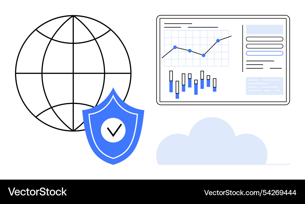 Global network security with data analysis Global network security with data analysis vector image