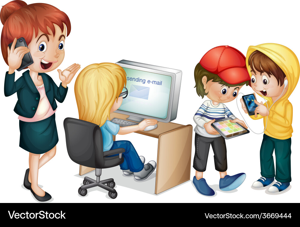 People Using Technology Vector Image