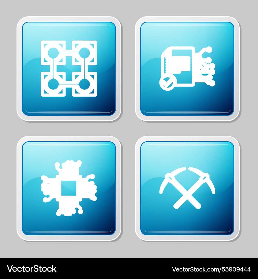 Set line blockchain technology smart contract Set line blockchain technology smart contract vector image
