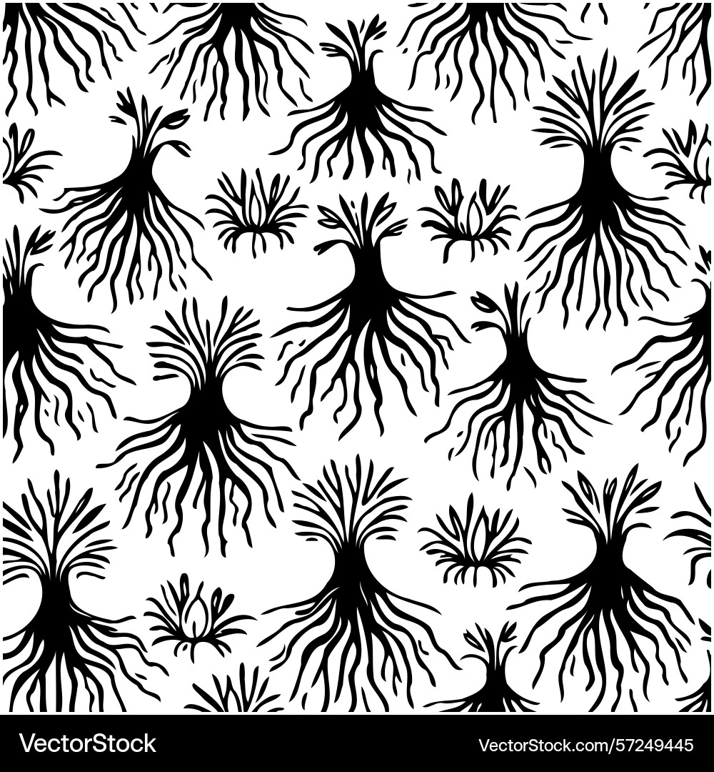 Abstract pattern of trees and bushes in black Vector Image