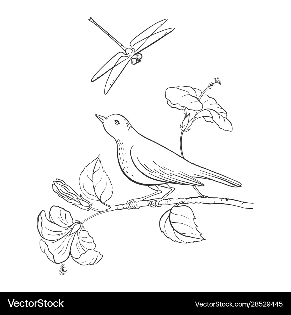 Bird at tree branch Bird at tree branch vector image