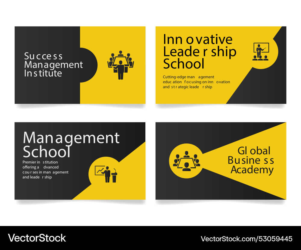 Cards for the school of management promoting Cards for the school of management promoting vector image