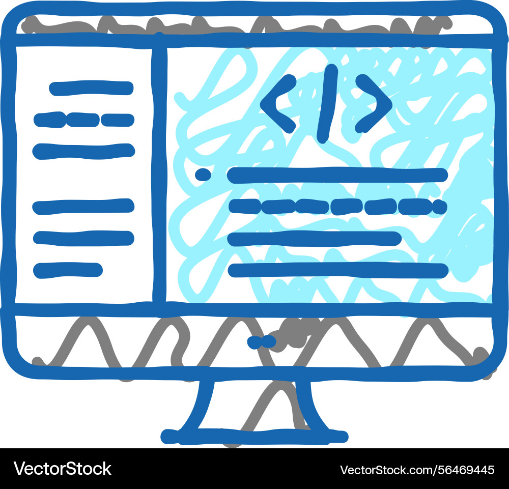 Coding code geek icon doodle vector image