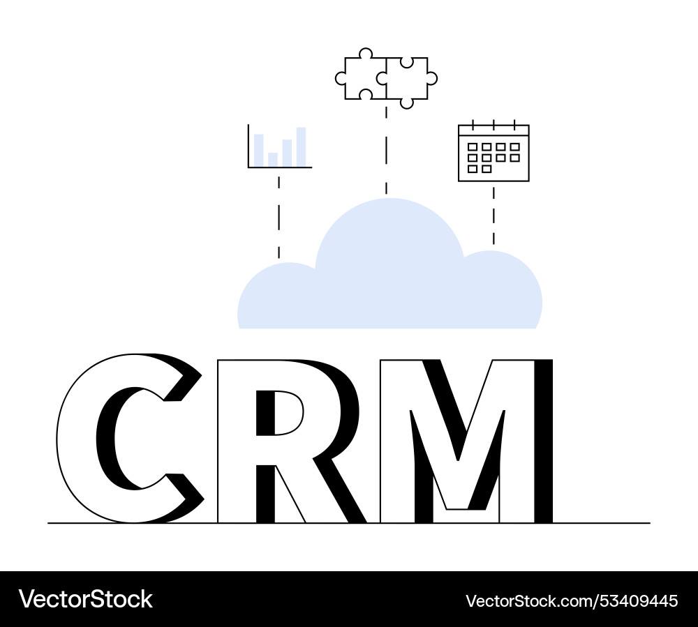 Crm concept with cloud graph puzzle Crm concept with cloud graph puzzle vector image