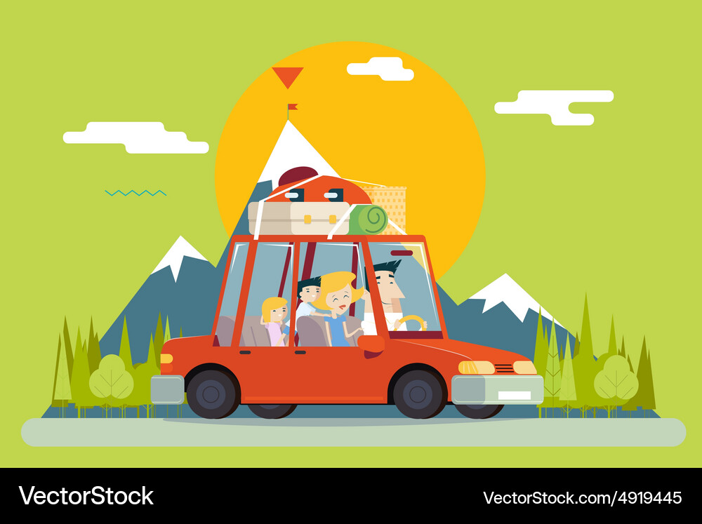 Family Road Trip Adventure Vector Image