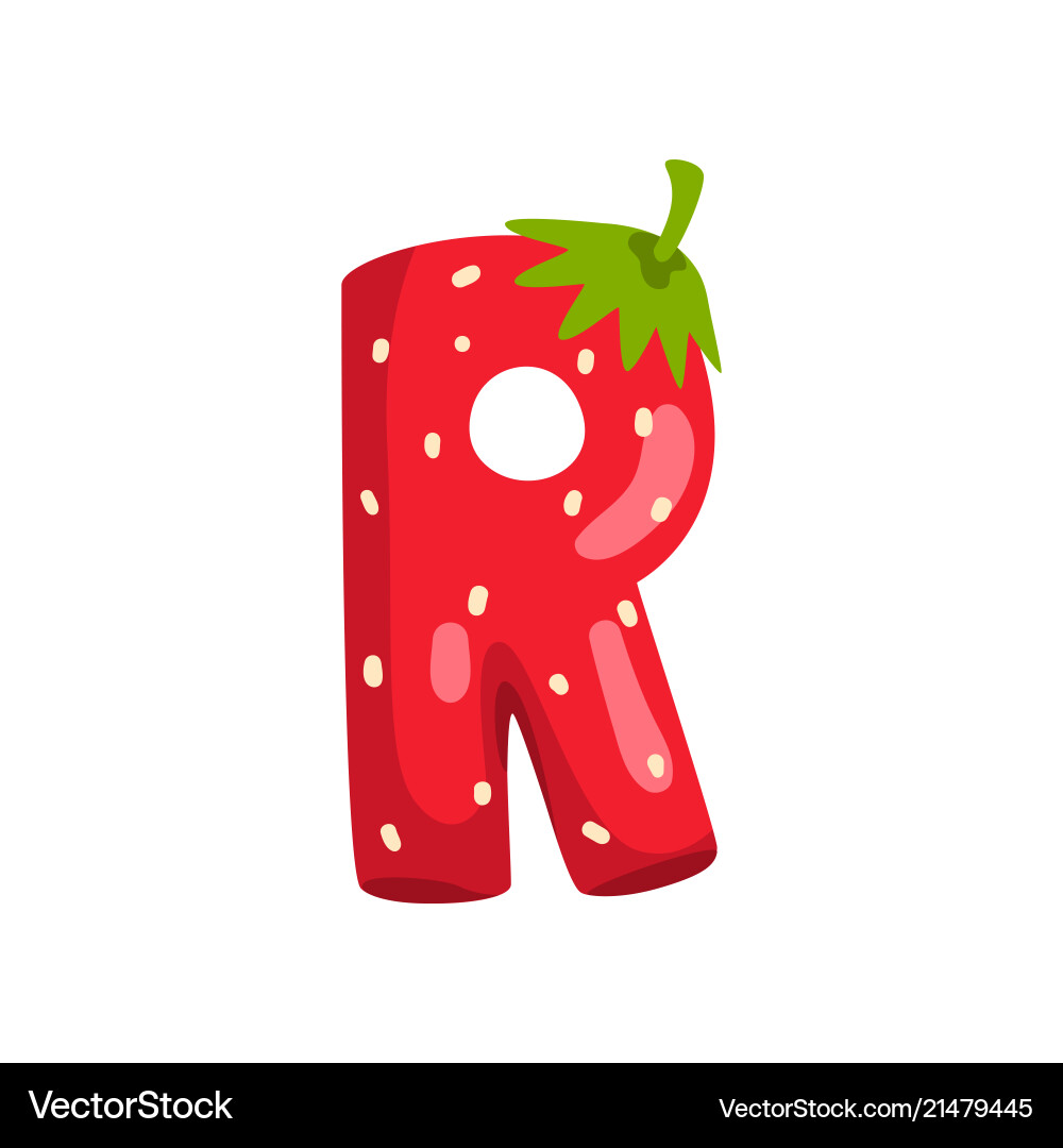 Letter r of english alphabet made from ripe fresh