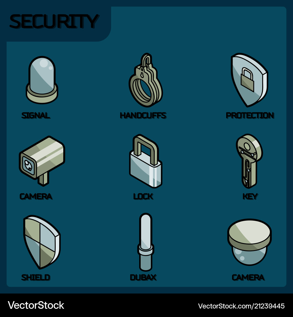 Security Icons - Isometric Style Vector Image