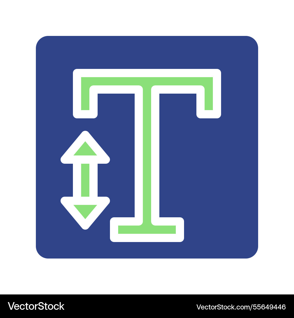 Adjusting text height icon in blue square form Vector Image