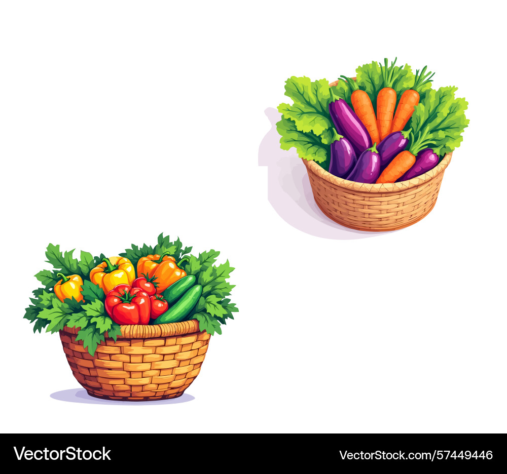 Ai-generated two wicker baskets overflowing with Vector Image