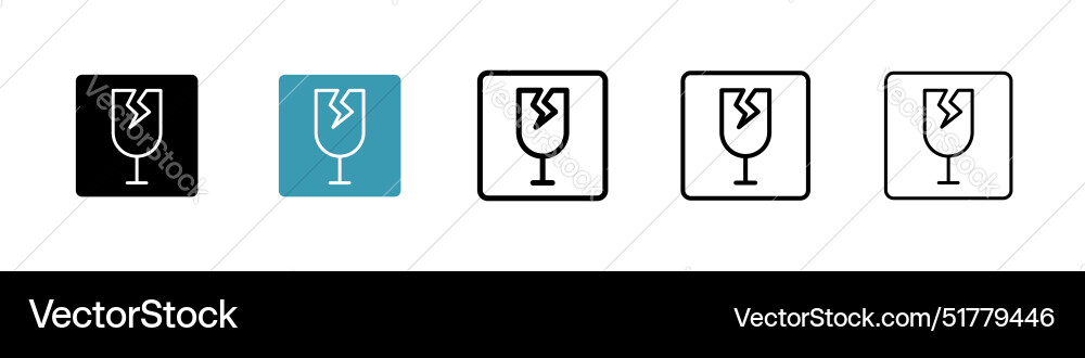 Box fragile line icon set Vector Image