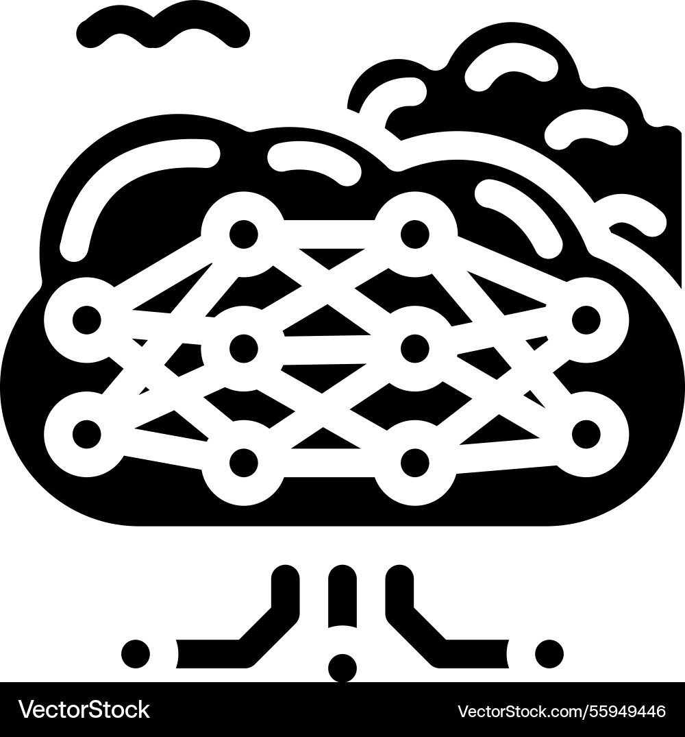 Cloud computing network ai integration glyph icon Cloud computing network ai integration glyph icon vector image