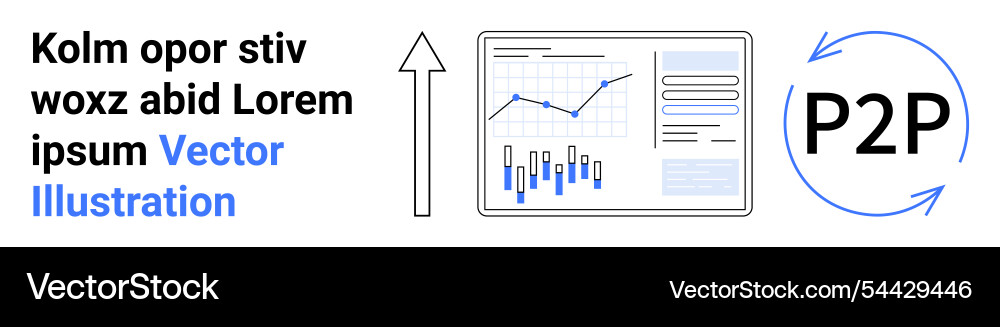 Data analytics dashboard with growing chart Data analytics dashboard with growing chart Vector Image