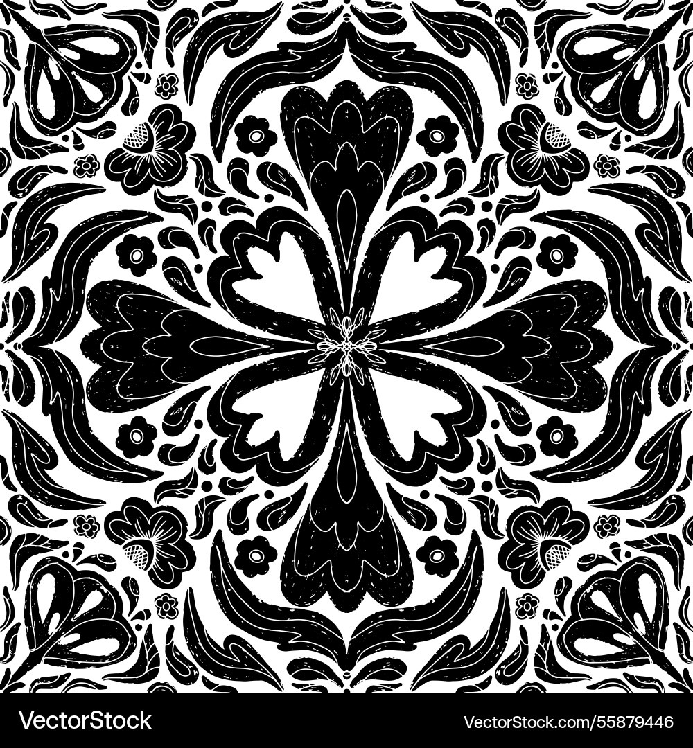 Intricate black pattern with symmetrical Vector Image