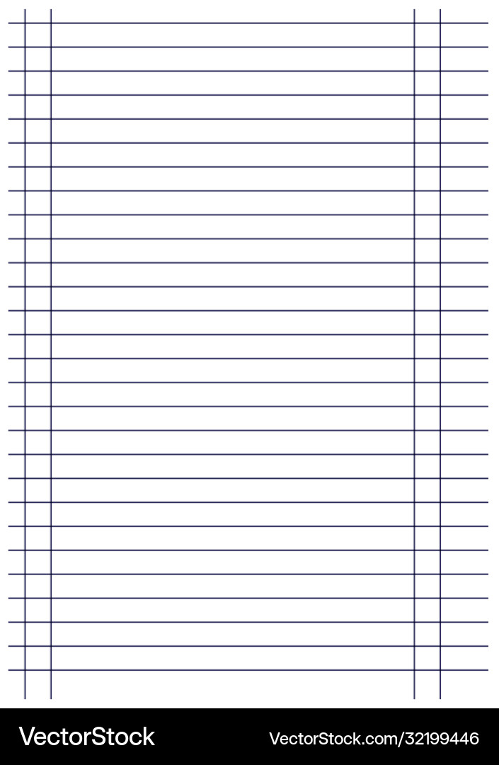 Notebook paper background black lines with margin Notebook paper background black lines with margin vector image