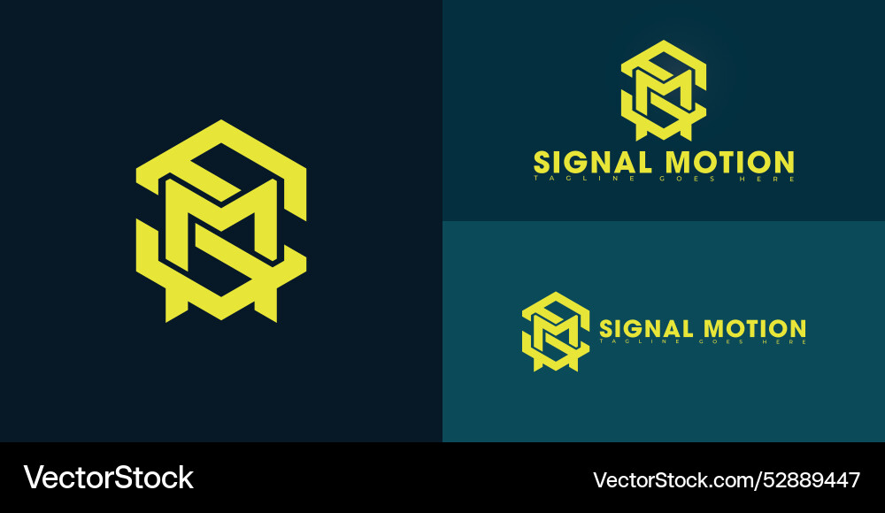 Abstract hexagon initial letter sm or ms in yellow Abstract hexagon initial letter sm or ms in yellow Vector Image