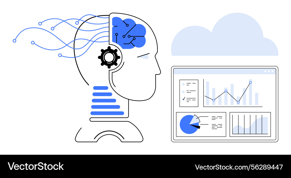 Artificial intelligence integrating cloud Artificial intelligence integrating cloud vector image