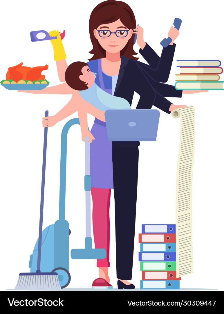 Busy multitasking woman mom Busy multitasking woman mom vector image