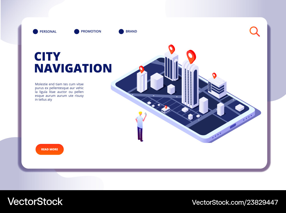 Gps isometric concept navigation city 3d map vector image