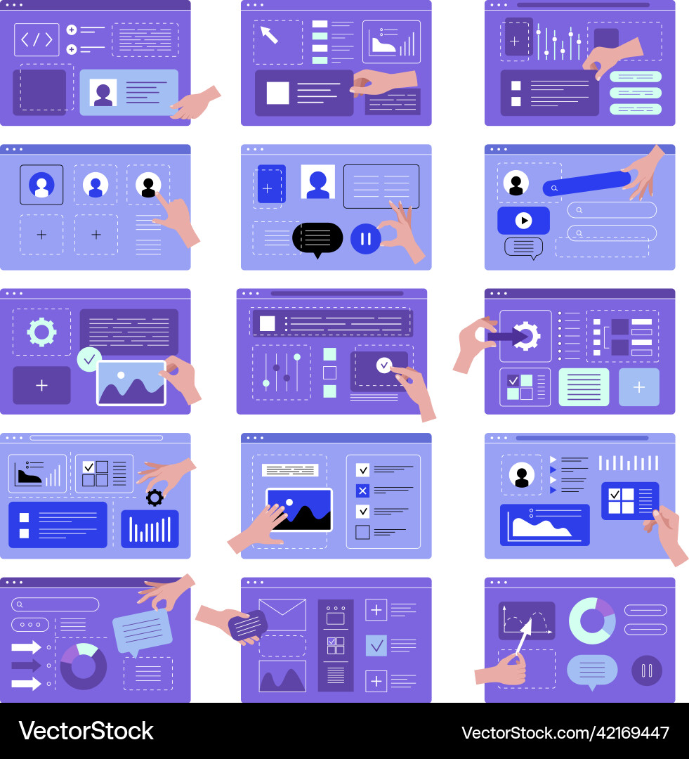 Hands ui Programmierer erstellen App Hands ui Programmierer erstellen App vektorbild