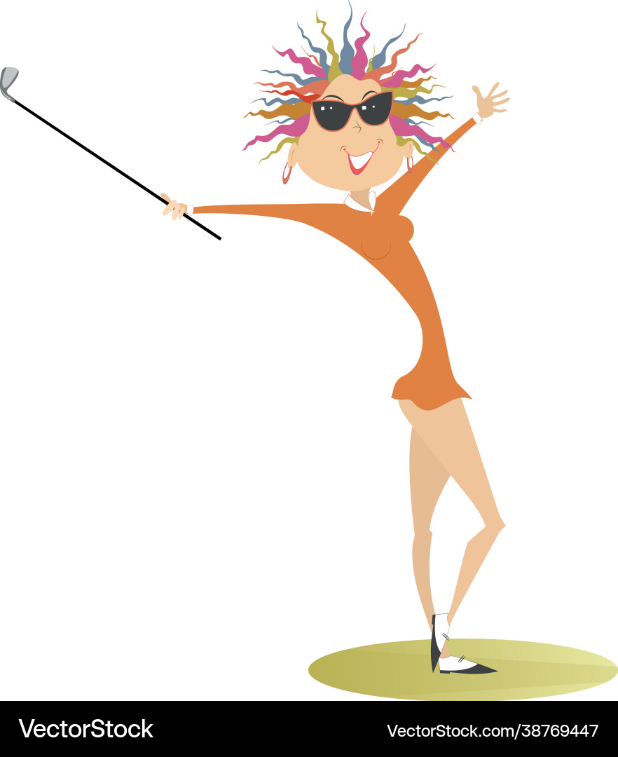 Junge Golferin Frau auf Golfplatz Junge Golferin Frau auf Golfplatz vektorbild