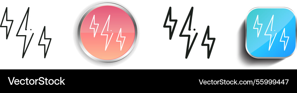 Lightning icon thin linear regular and button vector image
